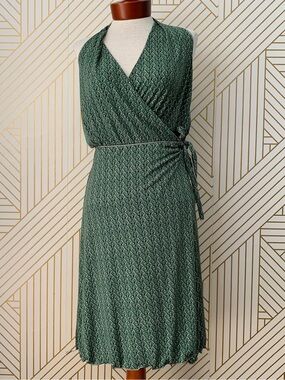 Max Studio art deco wrap dress Y2K 2000s Gilmore girls 90s abstract geometric S